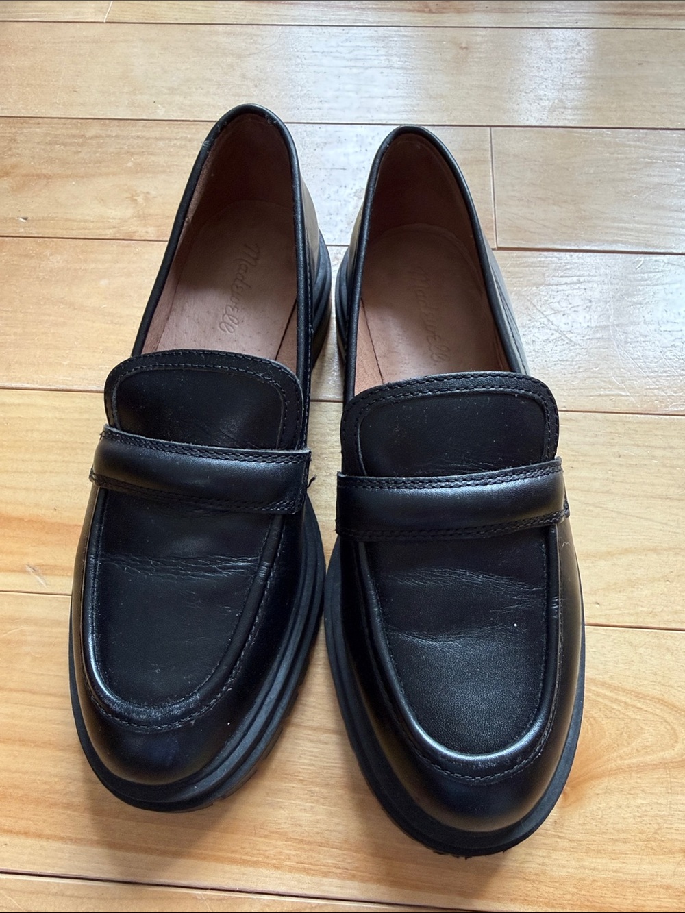Madewell Black Leather Penny-Style Loafers
